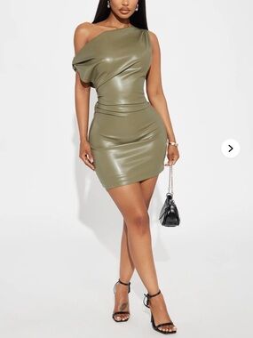 Fashion Nova Too Confident Faux Leather Mini Dress XS